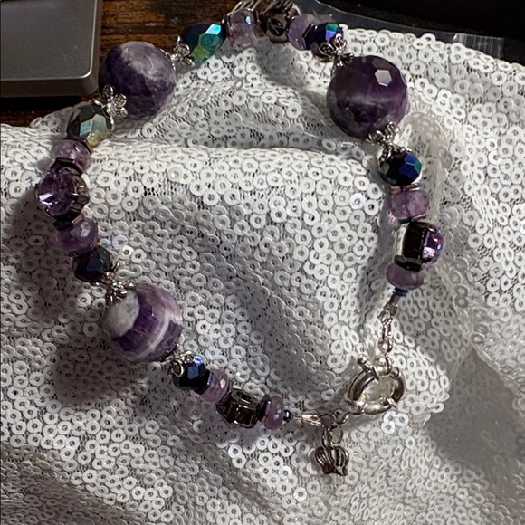 Artisan Chevron Amethyst Custom Purple Statement Bracelet NEWππππππποΈ - Picture 3 of 11